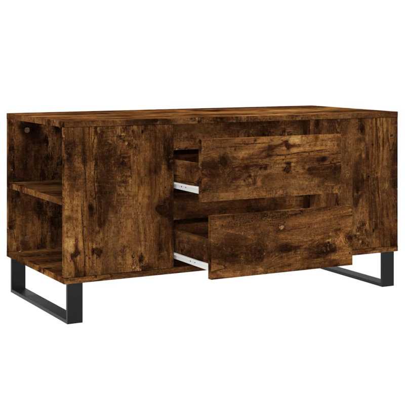 Mikalai Sled Coffee Table with Storage, Smoked Oak