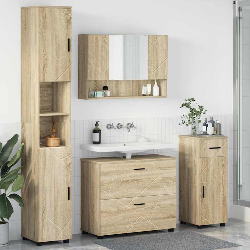 Bathroom Storage Furniture Set, Sonoma Oak