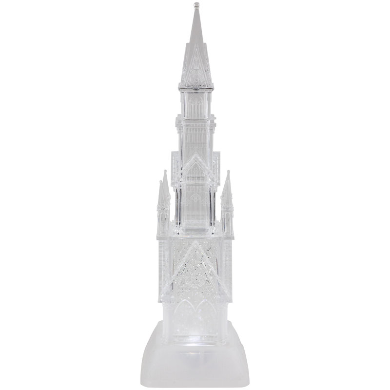 17.5" LED Lighted Acrylic Castle Christmas Snow Globe