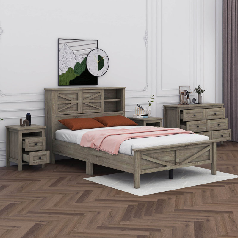 Avae Panel Storage Bed, Full, Antique Gray