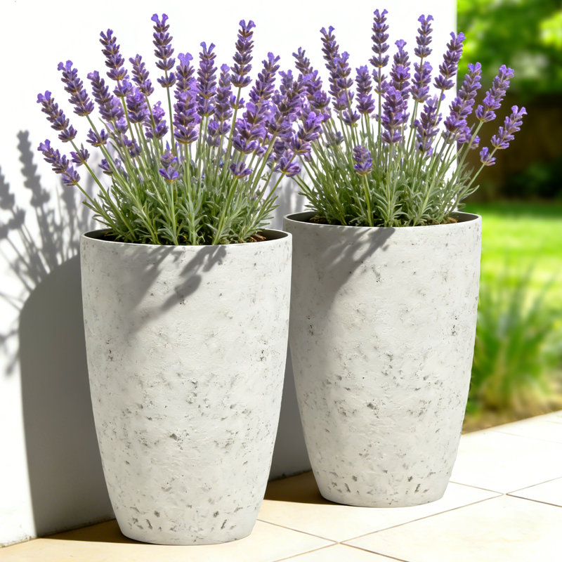 19.5" Resin Tall Pot Planters for Outdoor Plants, Heavy-Duty Large Flower Pots, Weather-Resistant