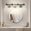 Applique murale de salle de bain 28 po à DEL moderne en cristal 28 po avec finition noire et dorée - applique murale élégante et élégante pour la salle de bain, la chambre à coucher ou le couloir