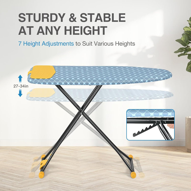 Metal Freestanding Adjustable Height Ironing Board,Iron Board with Ironing Mat