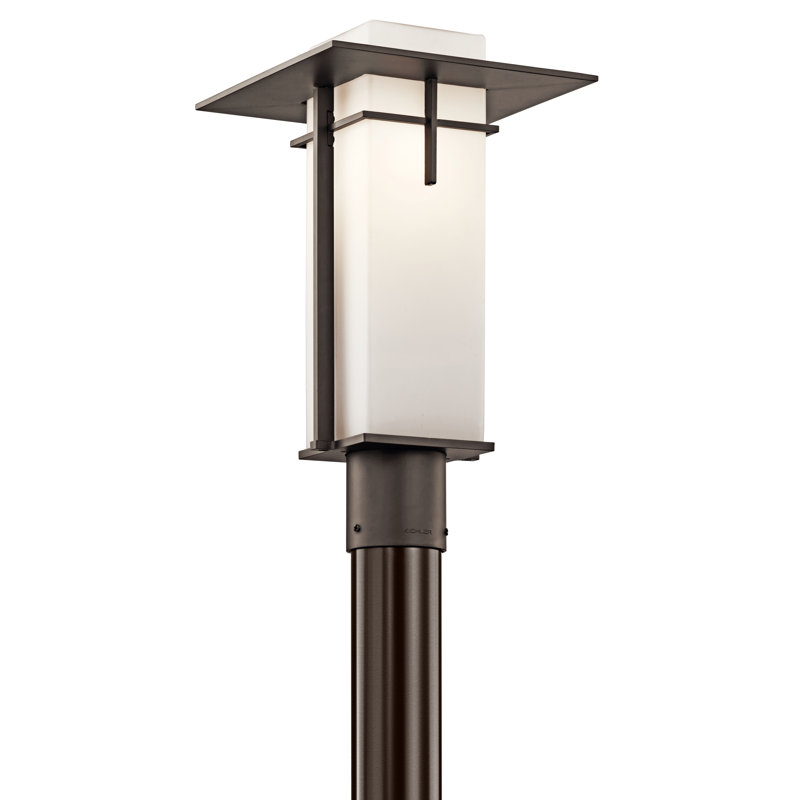 Lampe sur pied Wilmslow Olde Bronze à une lumière avec abat-jour en verre satiné gravé