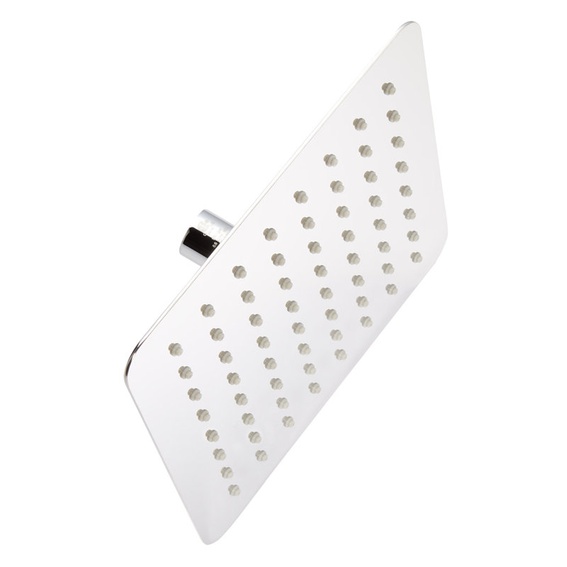 Signature Hardware 8" Modern Square Rainfall Shower Head with Rounded Corners  2.5 gpm, Polished Chrome