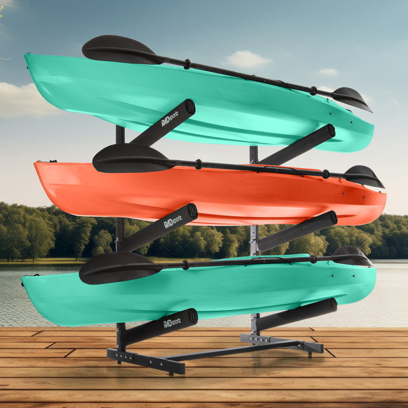 Rad Sportz Kayak Storage Rack - Freestanding Adjustable Stand with Padded Arms for Canoes, SUP, or Paddleboards