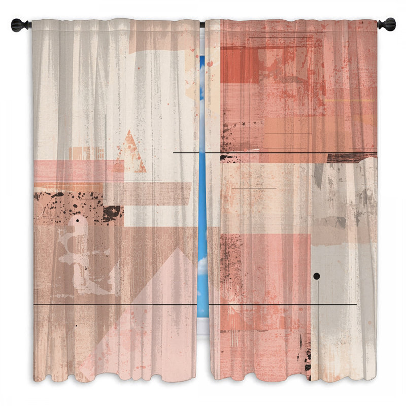 Rideaux de fenêtre texturés roses abstraits transparents et obscurcissants - 2 panneaux, 40 po x 80 po - 2 panneaux