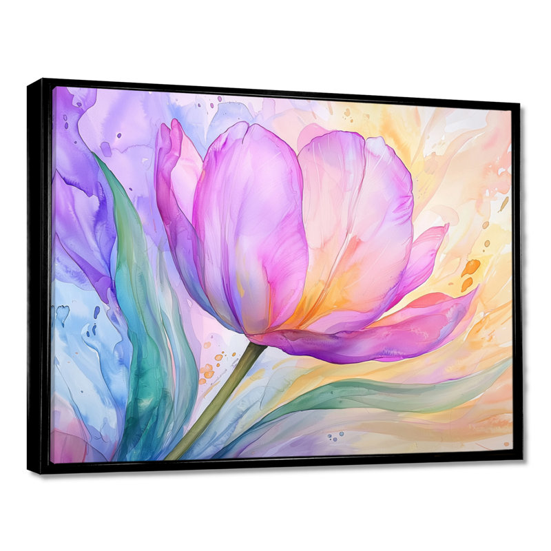 Fleur d'été de tulipe mauve IV - décoration murale tulipe, H 34 po x l 44 po, Noir