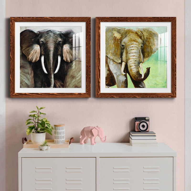 Majestic Encounter - Ensemble de 2 peintures encadrées, H 34,5 po x l 69 po x P 1 po, Érable encadré