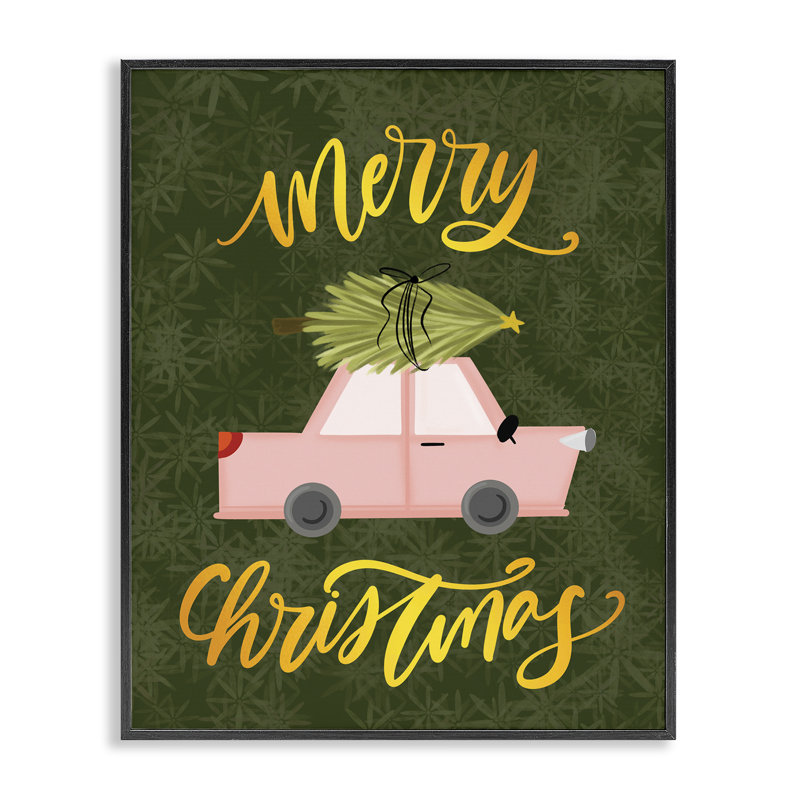 Voiture avec arbre de Noël, estampe numérique, design par Isabela Schielke, Giclée encadrée noir minuit, H 30 po x l 24 po