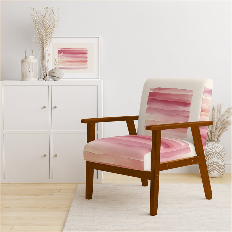 Chaise rembourrée Abstract Minimalisme - Fauteuil Blush Horizon Lines II, Brown Square Arms