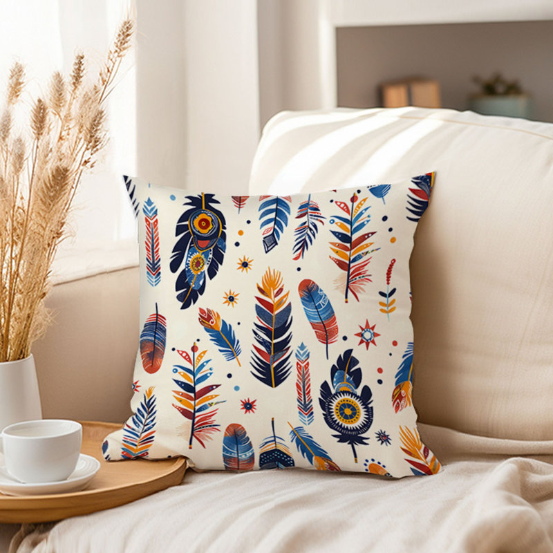 Boho Feather Dreams IX Pillow Cover, 20"H x 20"W