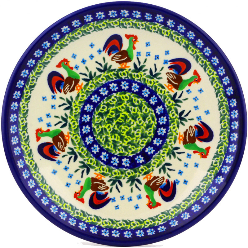 Country Rooster Polish Pottery 8" Plate