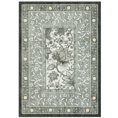 Leaves Floral Machine Washable Area Rug with Rubber Backing for Living Room Modern Non-Slip Dining Room Rug Non-Shedding Rugs for Bedroom