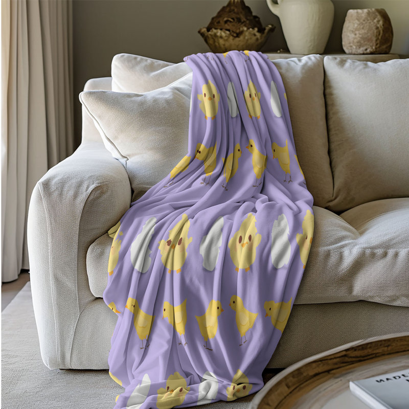 Doux motifs de Pâques - couverture en sherpa de qualité supérieure 1 pièce, Grand lit