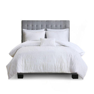 Full/Queen 4 Piece Cotton Seersucker Duvet Cover Set
