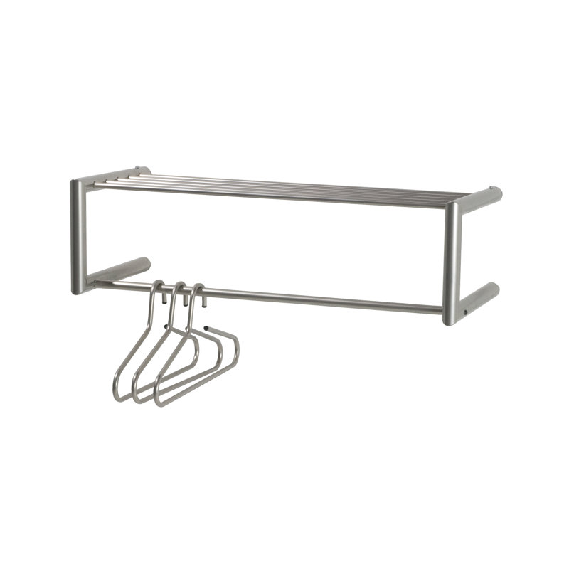 Smooth Wall Coat Rack with Shelf, Nickel