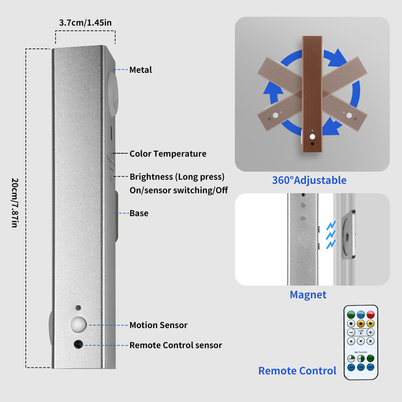 Veilleuses à détecteur de mouvement à DEL, lumière murale rechargeable à piles 2500 mAh sans connexion électrique avec interrupteur, pile d'éclairage sans fil pour les escaliers de chambre à coucher