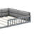 A Fully Upholstered Wood Platform Bed In Full Size, Complete With Safety Guardrails And A Complementary Pillow-251195811