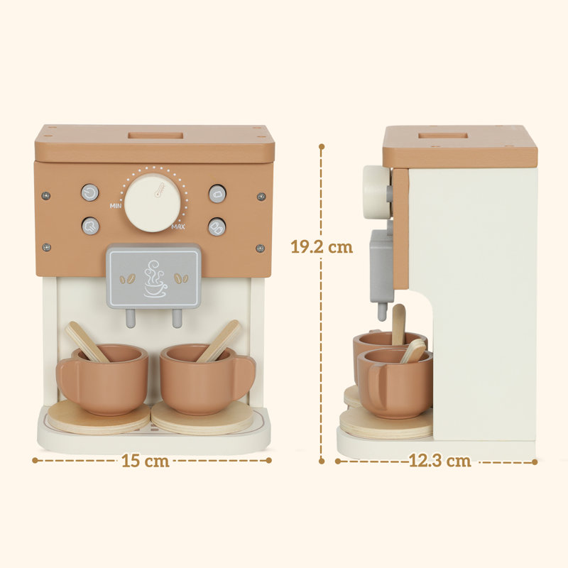 AIYAPLAY Kids Wooden Coffee Machine Toy Gift for Boys and Girls Ages 3+