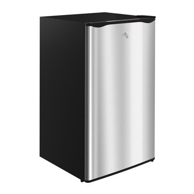 3.2 Cu.Ft Mini Fridge with Freezer, Single Door Compact Refrigerator with Adjustable Thermostat, Shelf and Reversible Door for Bedroom, Dorm, Home Office, Energy Efficient, Silver