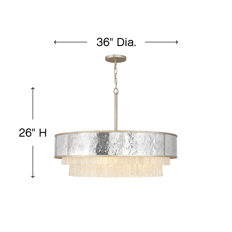 Reverie 8 - Light Unique Drum Chandelier, 26" H x 36" W x 36" D