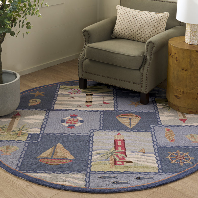 Tapis en laine crocheté à la main Jonsson, Rond 5 pi 6 po
