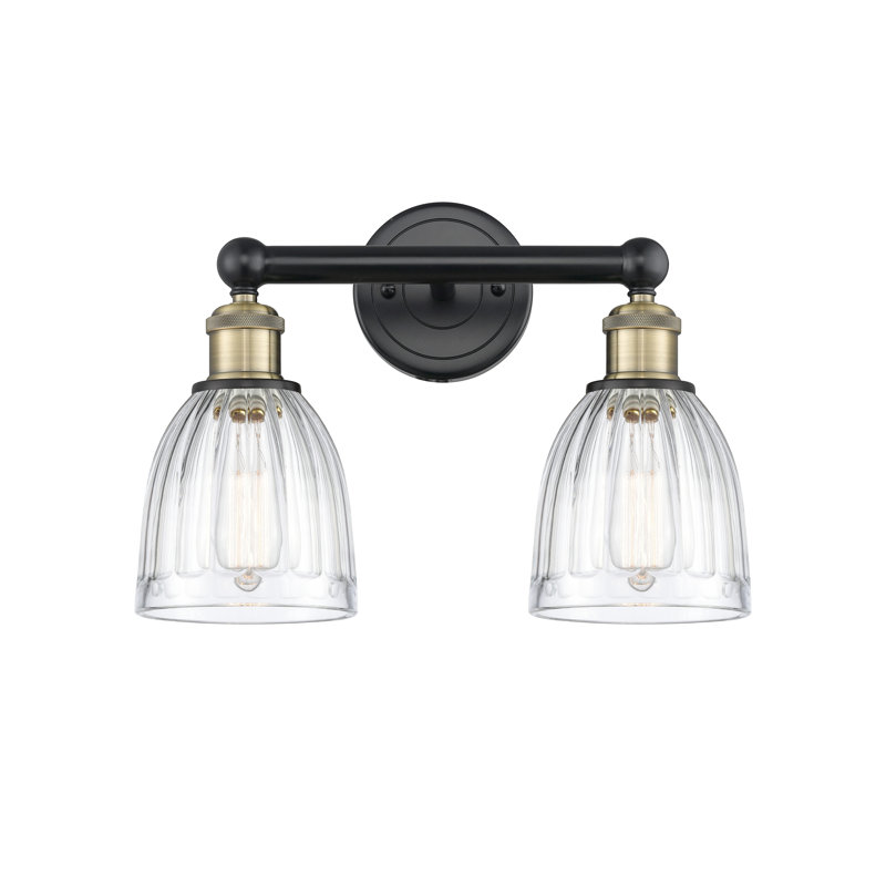 Éclairage pour meuble-lavabo à 2 lumières 14,75 po Radegonde, Transparent, Laiton antique noir