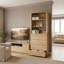 Modern Farmhouse 2-Piece Storage Cabinet Set, 71" H Wall Unit Bookcase With 4 Drawers And Open Shelves Organizer Natural