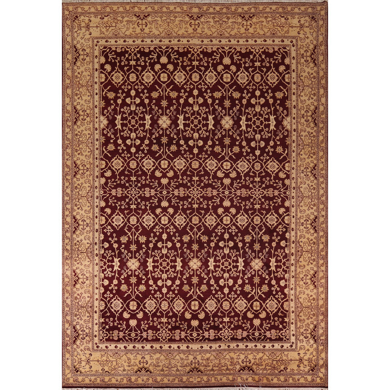 Tapis rouge à motif floral All-Over Agra 9x12