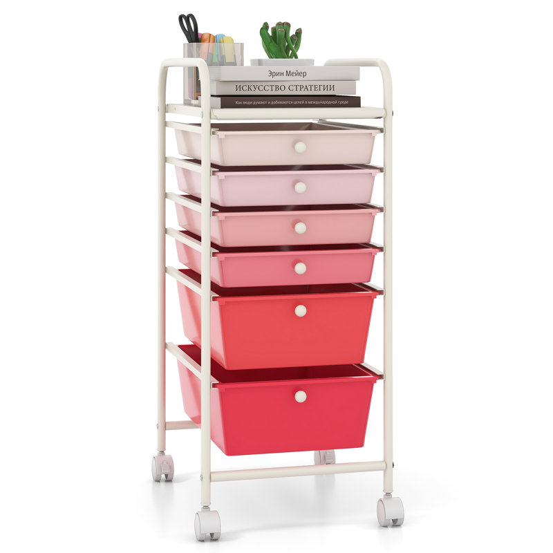 6 Drawer Storage Drawer, Pink