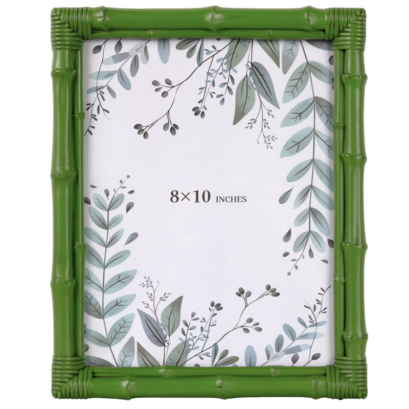 Cadre photo en bambou 8X10, cadre photo décoratif en résine avec verre trempé pour la maison ou le bureau, Vert forêt