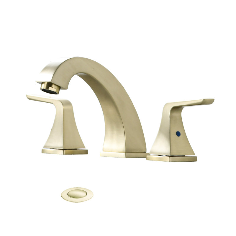 Robinet élégant pour lavabo de salle de bain 2, à entraxe de 8 po, doré brossé, bonde escamotable, bonde de style classique incluse