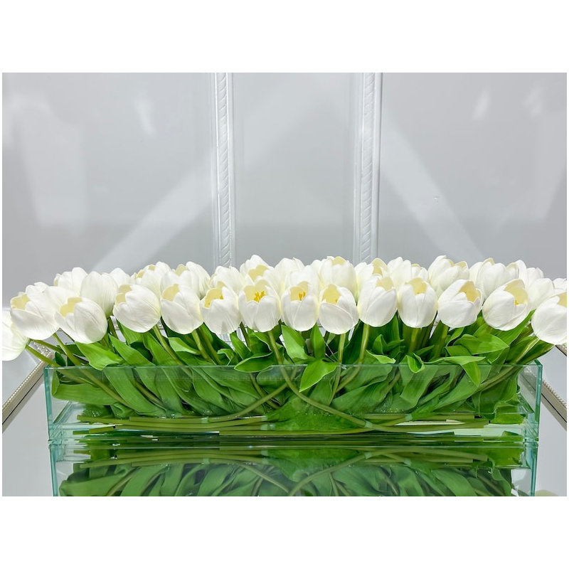 Tulip Stems in Vase, 10" H x 29" W x 6" D