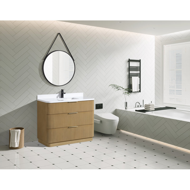 Azam 42'' Single Bathroom Vanity With Engineered Quartz Top