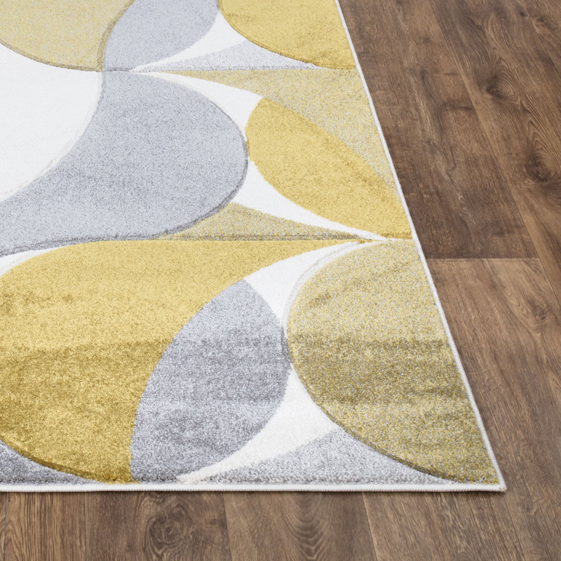 Kenzo Ochre Abstract Geometric Modern Rug – Large Living Room Carpet | Bedroom & Hallway Runner | Soft, Stain Resistant, Non-Shedding Floor Mat
