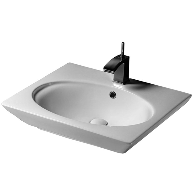 Barclay Opulence 18.5'' White Fireclay Rectangular Bathroom Sink with Overflow