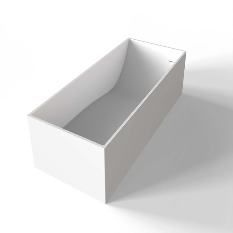 66.9" Freestanding Solid Surface Rectangular Soaking Bathtub For Bathroom