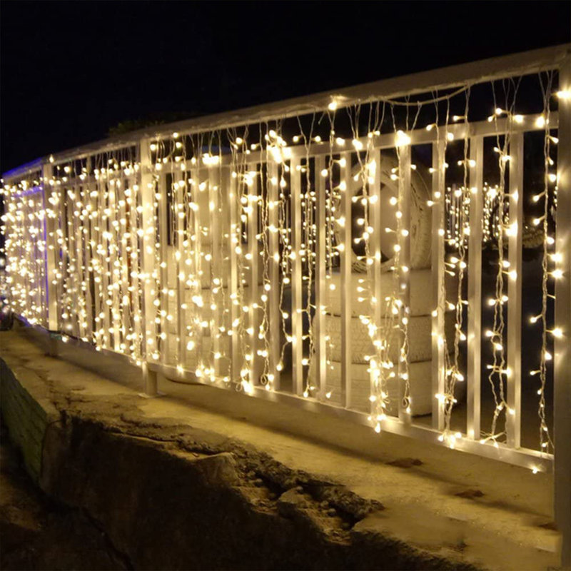  600 LED Window Curtain String Lights for Christmas, Wedding, Party, Garden, Indoor & Outdoor Decor, Yellow