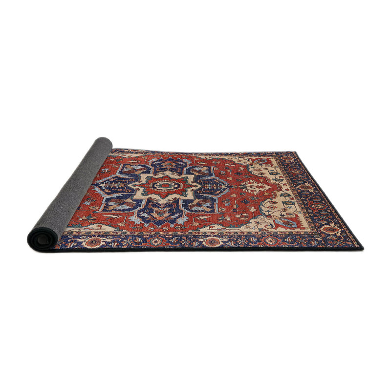 Tapis oriental rouge / ivoire / bleu, Rond 4 pi