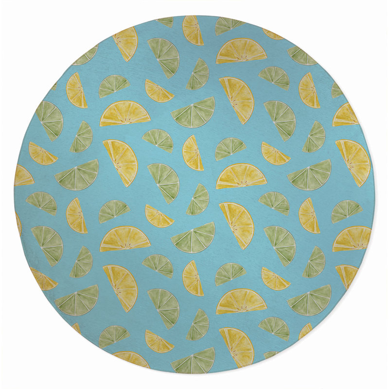 Tapis d'extérieur Summer Limes & Lemons, Rond 5 pi