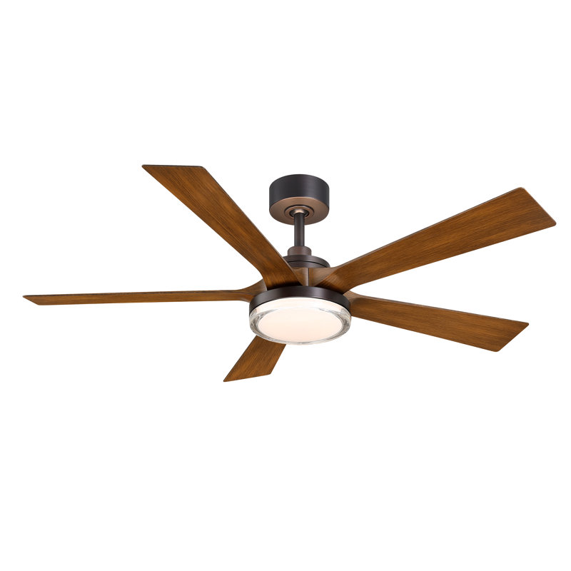 TorchAire 52 inch Indoor/Outdoor Ceiling Fan with LED CCT Select Light Kit - Dark Bronze with Koa blades, Dark Brown Wood