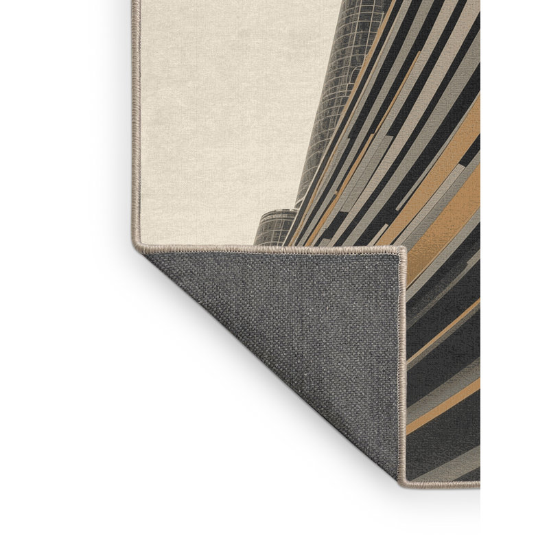Tapis moelleux et moelleux à motif d'arc moderne et élégant Burj Khalifa, 2 pi x 3 pi