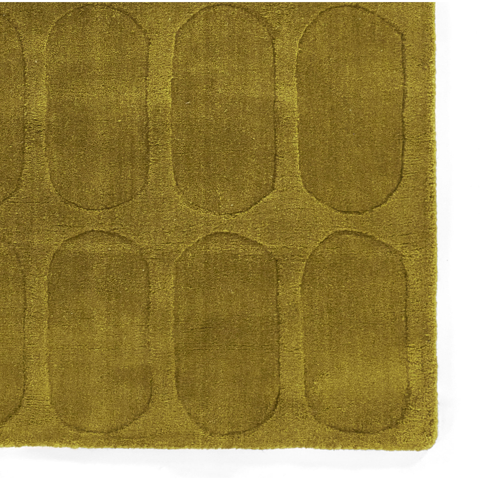 Mazzi Light Olive Hand-Loomed Geometric Wool Rug, Rectangle 2' x 3'