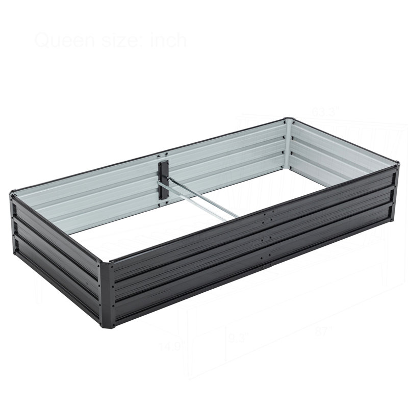Lit de jardin surélevé en métal 6 x 3 x 1 pi, 13.4" H x 74.6" W x 35.4" D, 1, Black