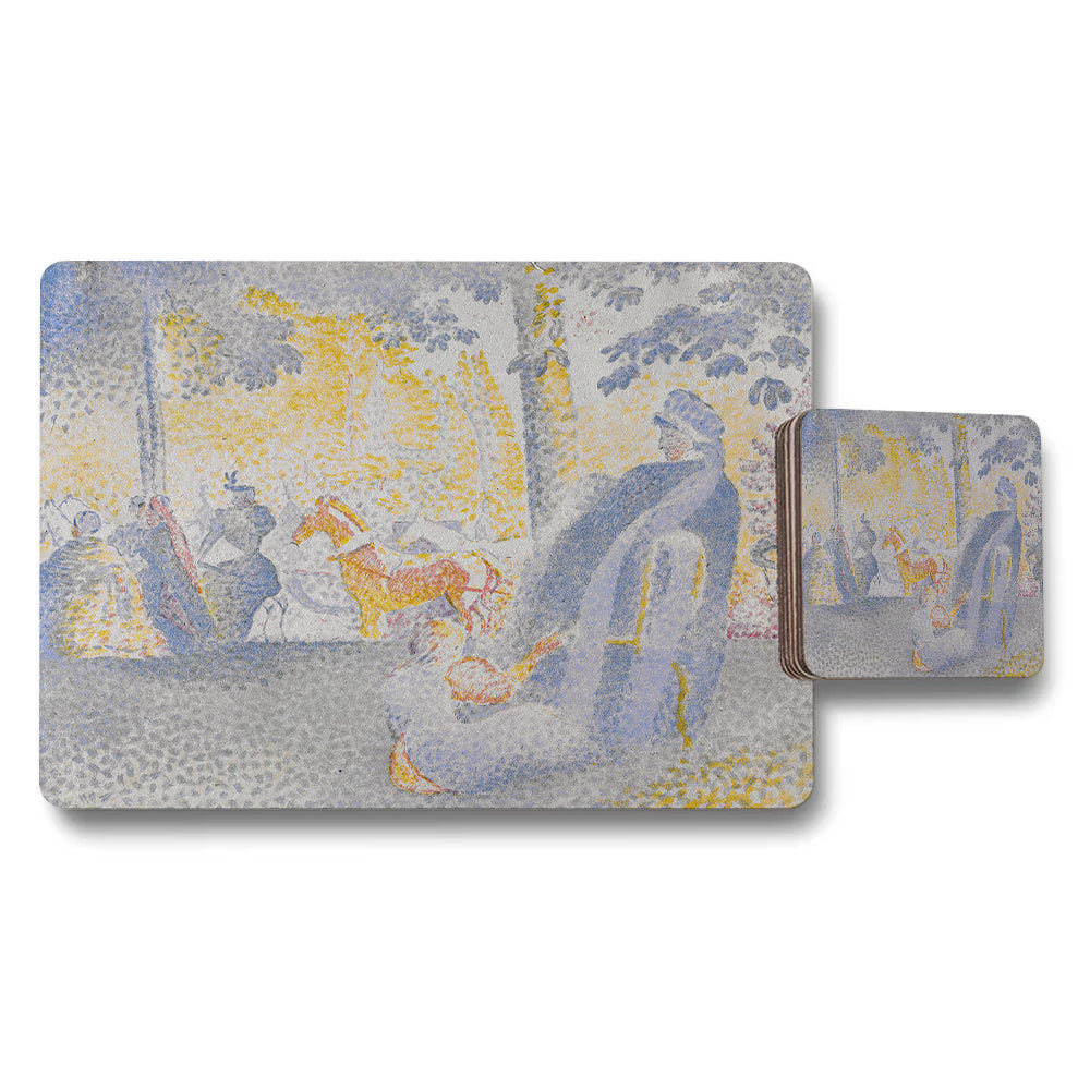 Impressionist Park Scene Placemat and Coaster Set Gift