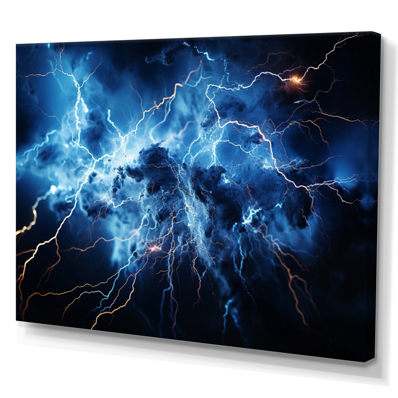 Lightning Electrifiant Symphony - Lightning, reproduction d'art sur toile encadrée, Toile tendue