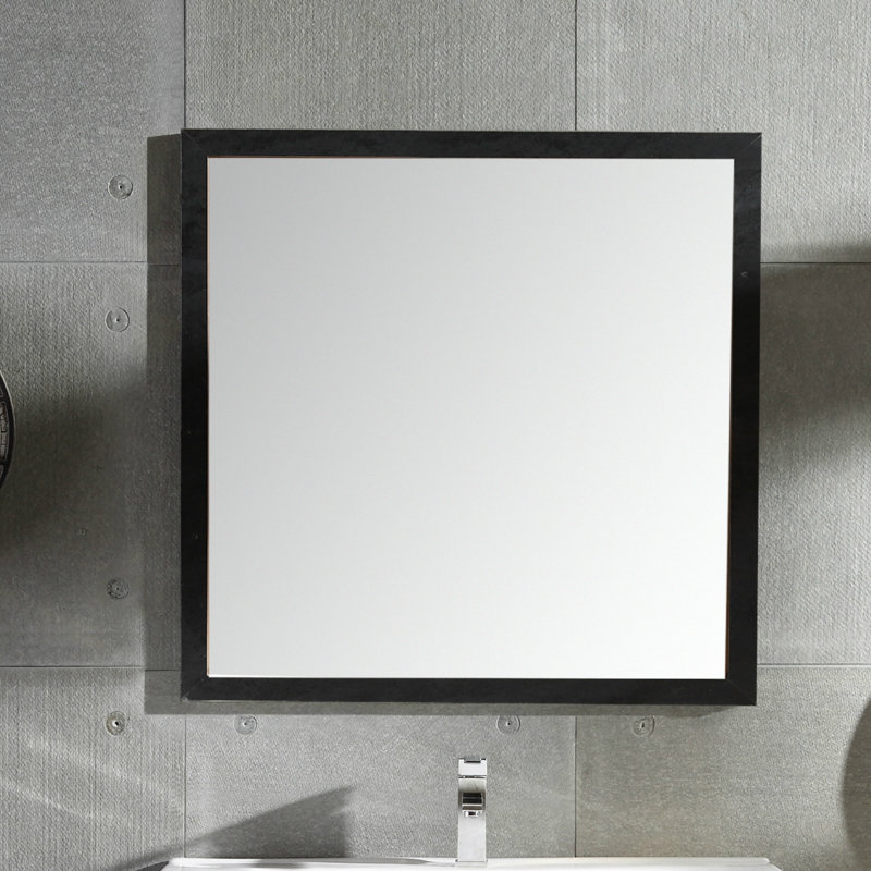 Ayza Wood Flat Wall Mirror, Black Marble, 33.2" H x 29.5" W