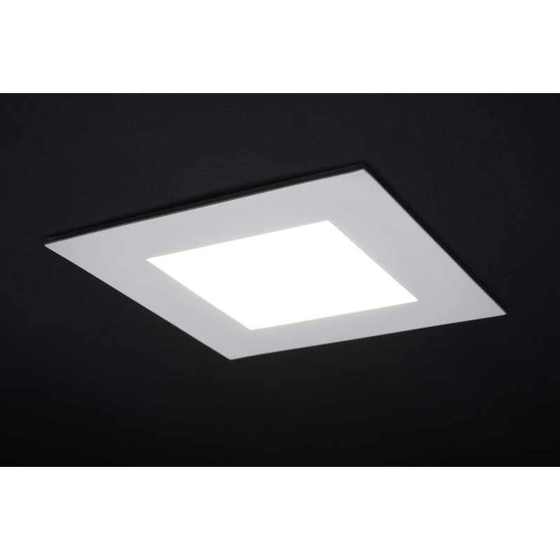 12 Watt LED Direct Wire Downlight With Night Light 6 Inch Remote Driver CCT Selectable Dimmable Square White Finish