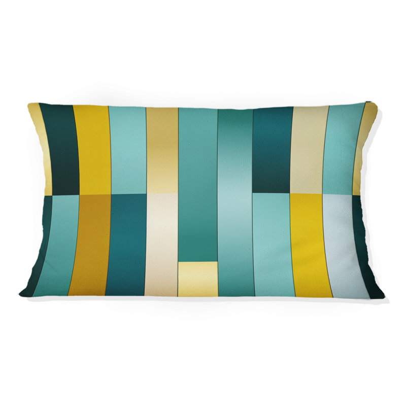 Vert et jaune à rayures - Harmony - Récif corallien abstrait multicolore azur - Coussin décoratif